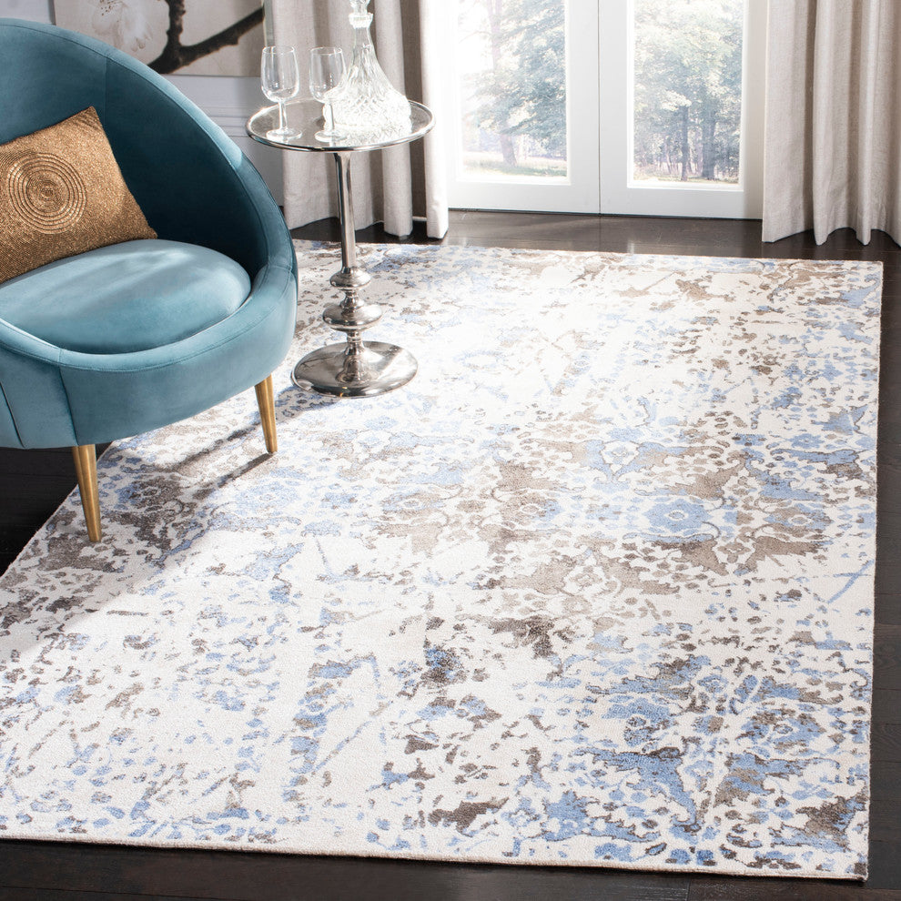 Safavieh Expression Collection EXP478 Rug, Ivory/Blue, 6'x9'