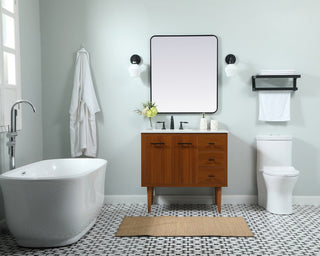 Home Living 22" Midcentury Modern Teak-Light Bathroom Vanity