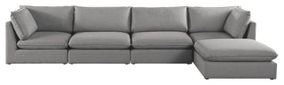 Mackenzie Linen Textured Fabric 5-Piece Modular L-Shaped Sectional, Grey