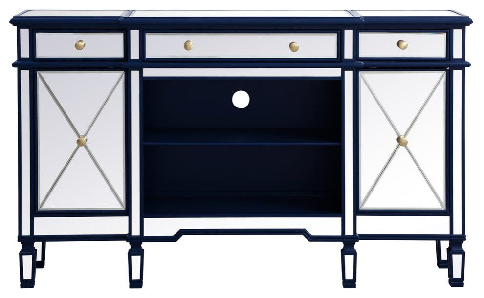 Elegant MF61060BL Contempo 60" Mirrored Credenza, Blue
