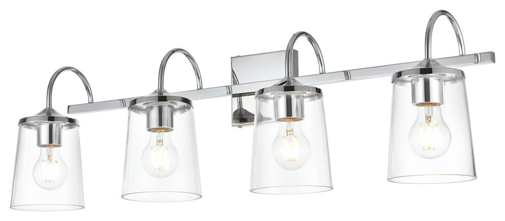 4 Light Chrome And Clear Bath Sconce