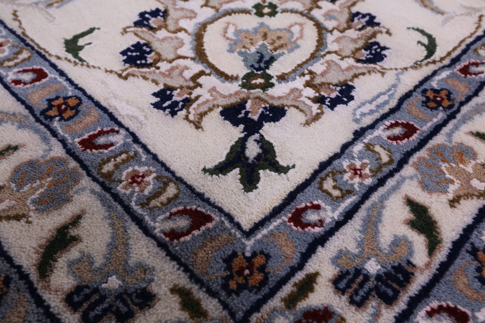 10' 7" X 17' 5" Wool and Silk Persian Nain Hand Knotted Rug Q9349
