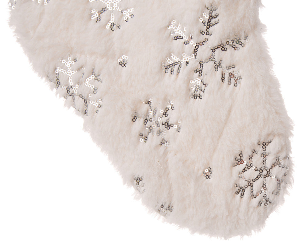 2-Pack 21"L White Plush With Snowflake Christmas Stocking