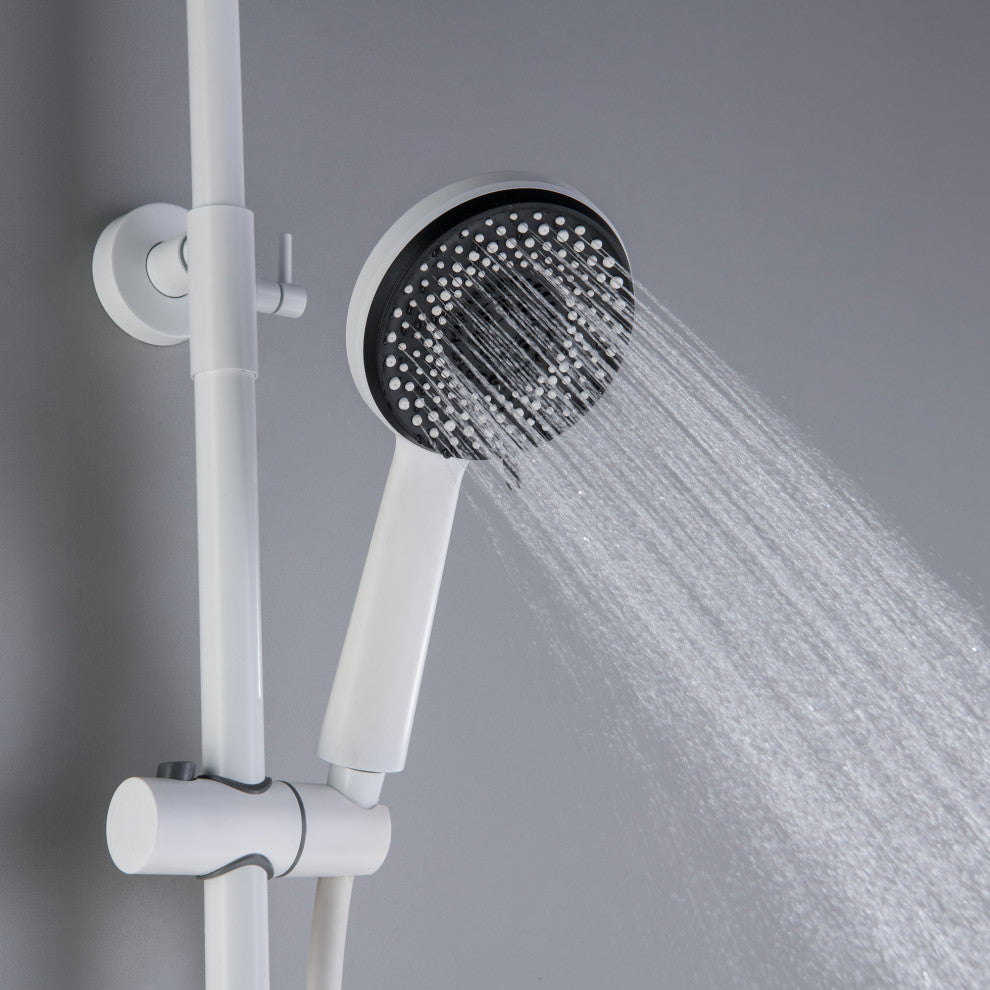 Trendy Design Multi-Function Complete Shower System With Rough-in Valve, Pure Wh