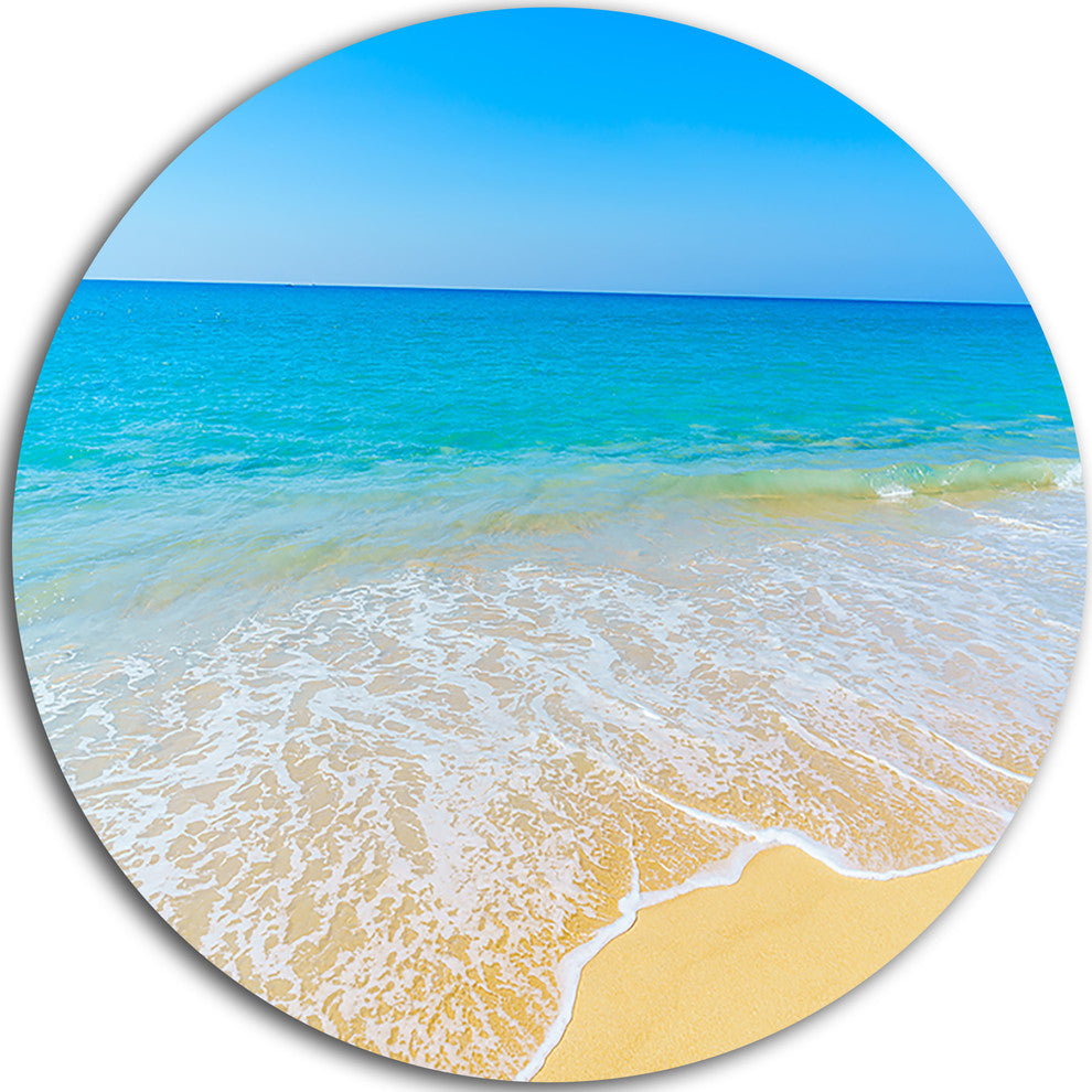 Calm Blue Sea Waves, Seascape Photo Disc Metal Wall Art, 11"