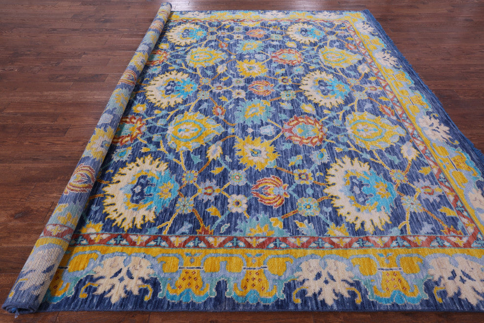 10' Square Hand-Knotted Turkish Oushak Wool Rug - Q13339