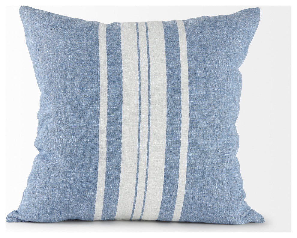 Blue and Cream Middle Striped Pillow Cover