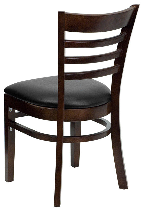 Dyersburg Wood Chair Ladder Back Walnut, Black Vinyl Seat