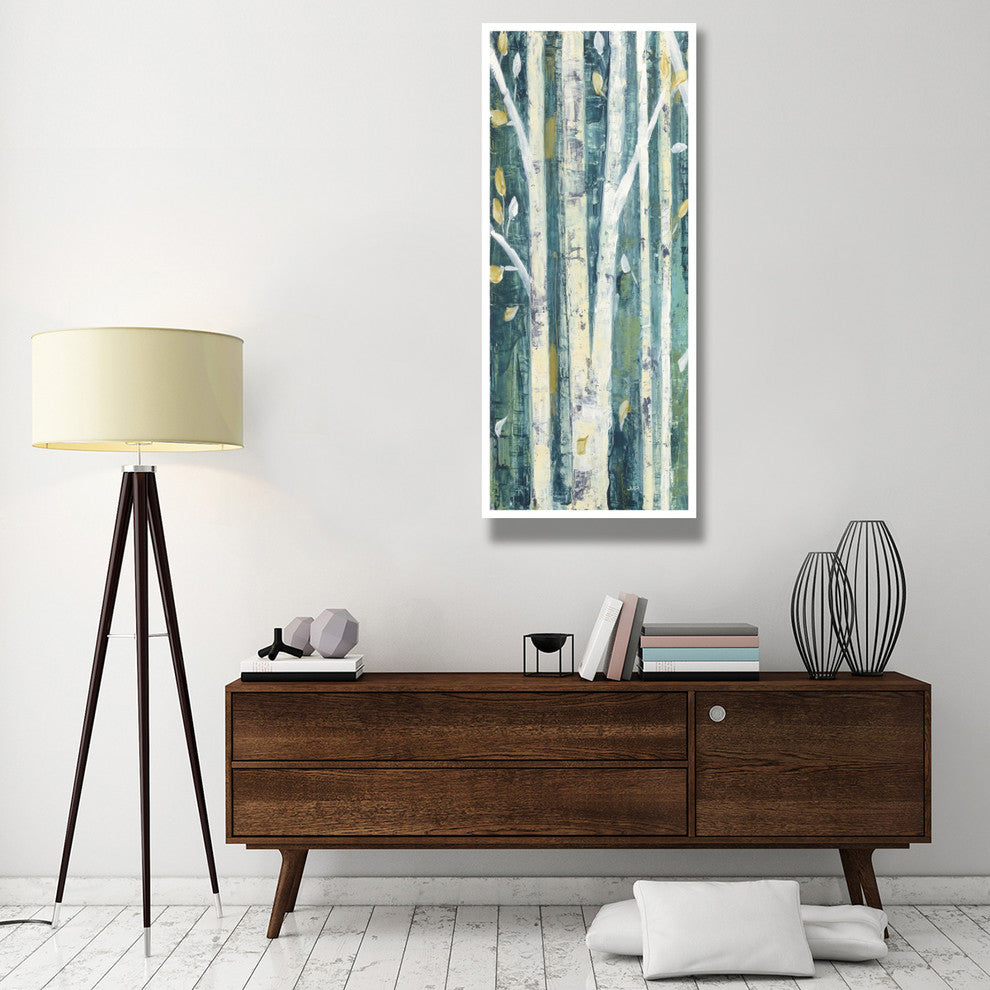 "Birches in Spring Panel I" Digital Paper Print by Julia Purinton, 26"x62"
