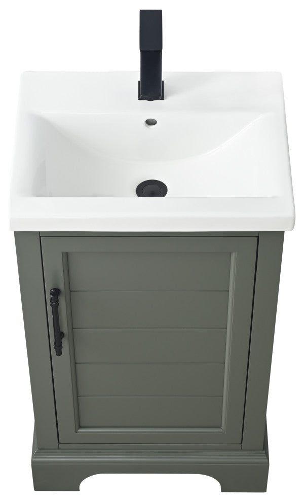 Vanity Art Bathroom Vanity With Sink & Top, Vintage Green, 20", Black Stone