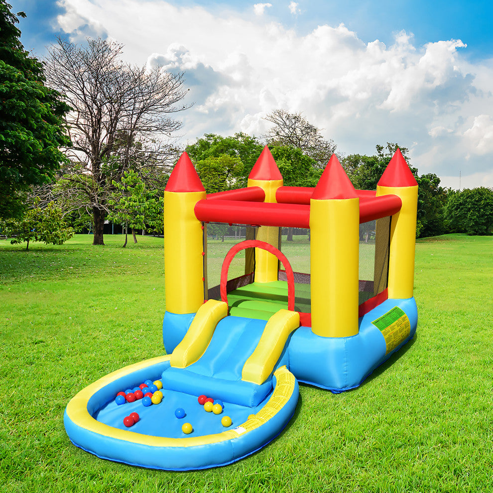 Costway Inflatable Kids Slide Jumping Castle Bouncer W/ balls Pool & Bag
