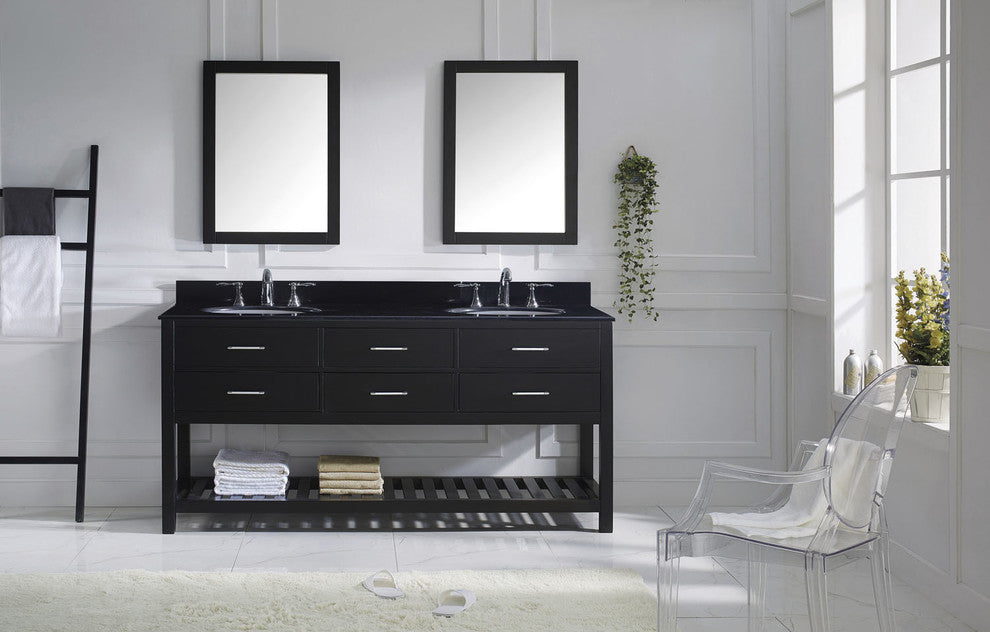 Virtu Caroline Estate 72" Double Bathroom Vanity, Espresso, Mirrors