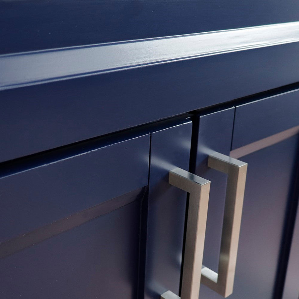 25" Single Sink Vanity, Blue Finish With White Carrara Marble And Oval Sink