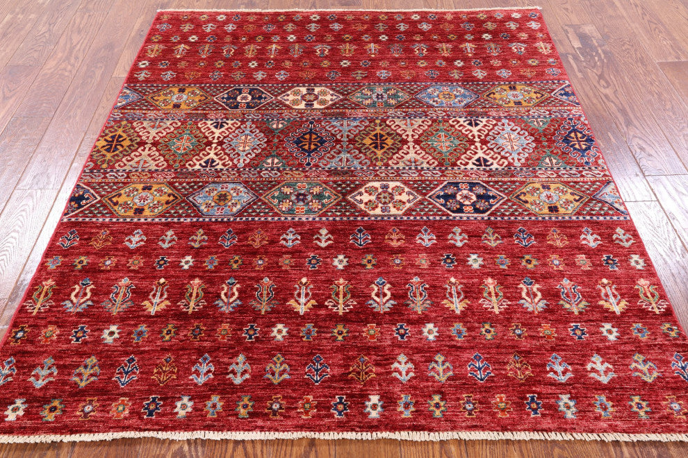 5' 0" X 5' 9" Khorjin Tribal Hand-Knotted Rug Q8032