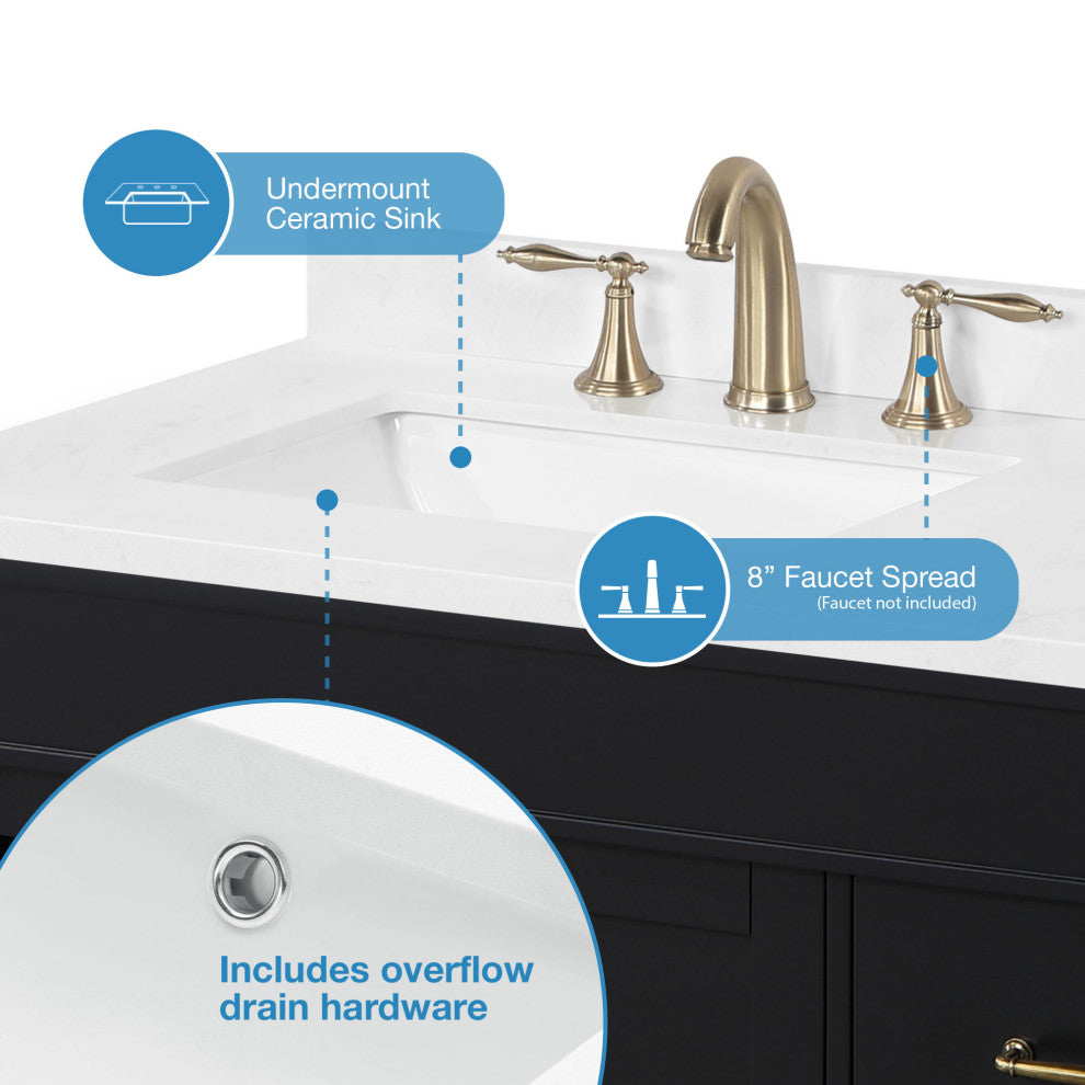OVE Decors Salisbury Bathroom Vanity, Black, 42 in