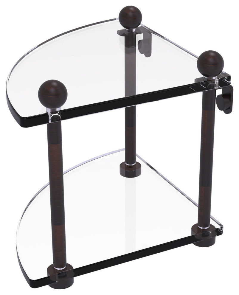 Two-Tier Corner Glass Shelf, Venetian Bronze