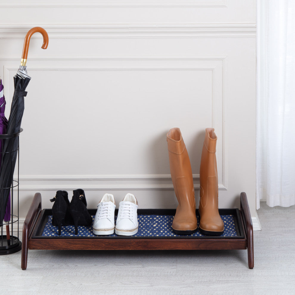 Single-Tier Brown Stand With 3-Pair Rubber Boot Tray K.C. Whistle