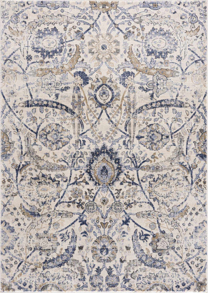 Hauteloom Georgiana Beige & Blue Area Rug, 2'x2'11" Rectangle
