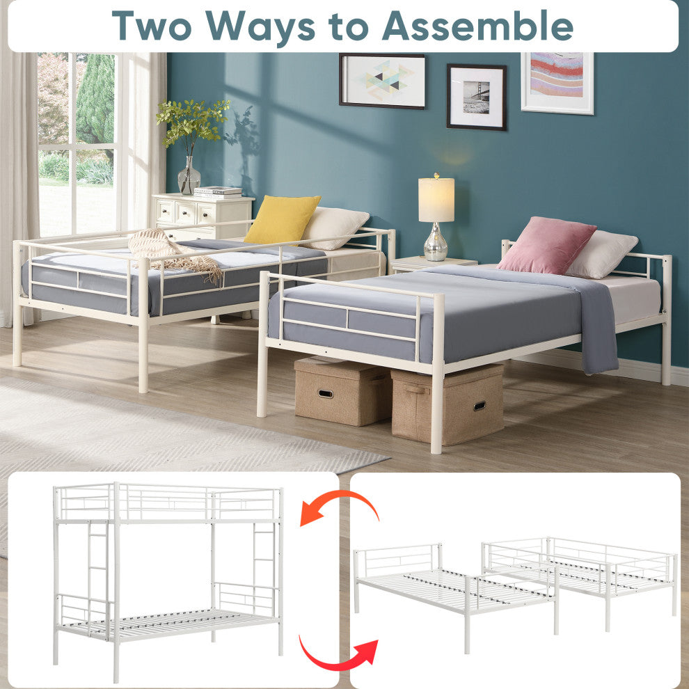 Gewnee Twin Over Twin Metal Bunk Bed