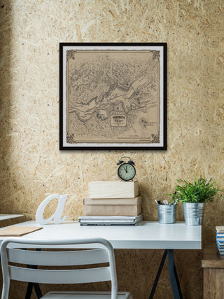 "Vintage Yosemite Valley Map" Framed Painting Print, 32x32