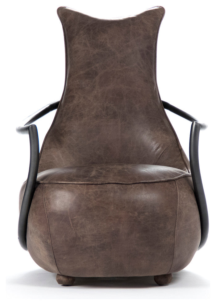 Zak Leisure Chair, Top Grained Brown Leather
