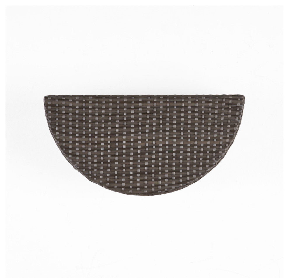 Harper Outdoor Wicker Half-Round Coffee Table, Dark Brown
