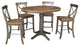 36" Round Extension Dining Table with X-Back Counter Height Stools