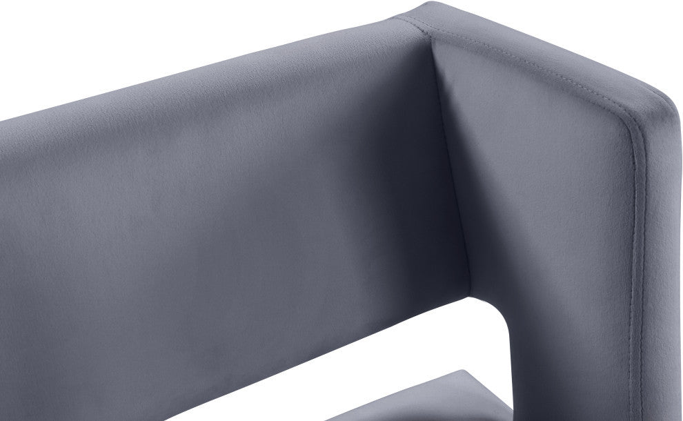 Caleb Upholstered Counter Stool, Set of 2, Gray, Velvet, Brushed Gold