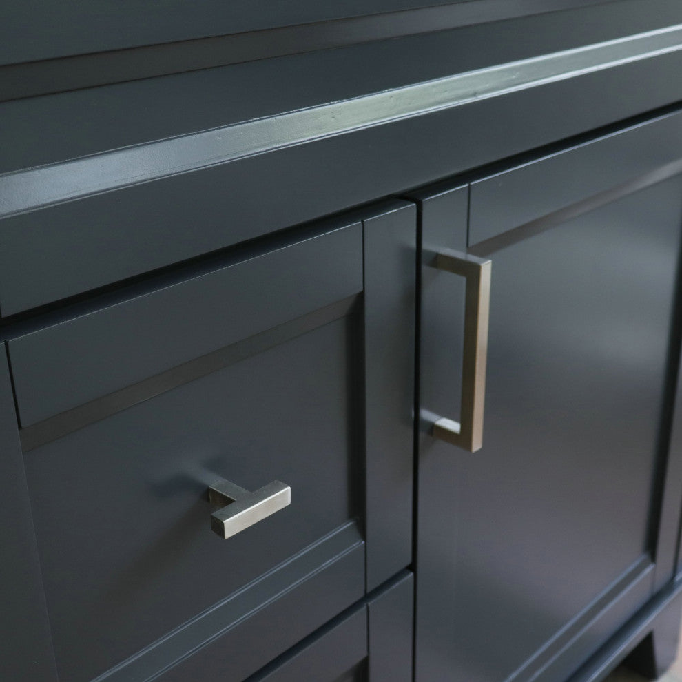 37" Single Sink Vanity, Dark Gray Finish With Black Galaxy Granite