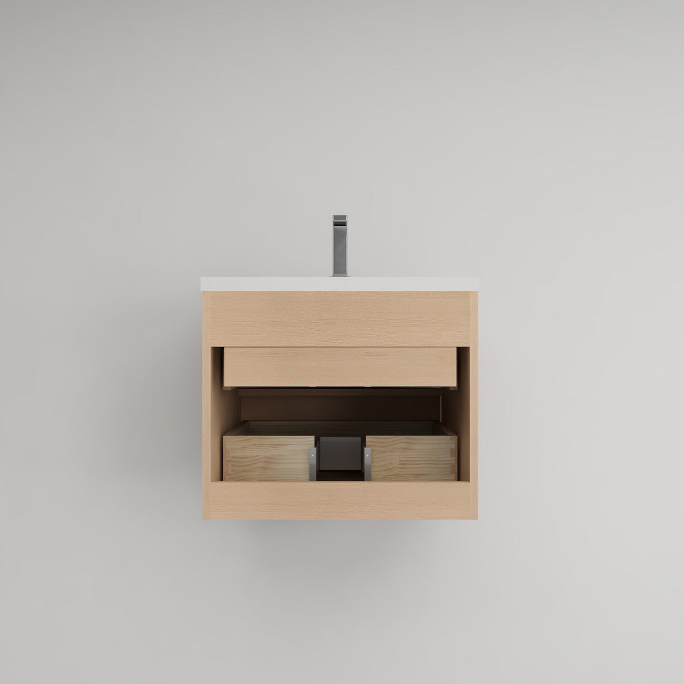 Victoria 24" Solid Wood Bath Vanity, Overhead Cabinet, Yellow Oak