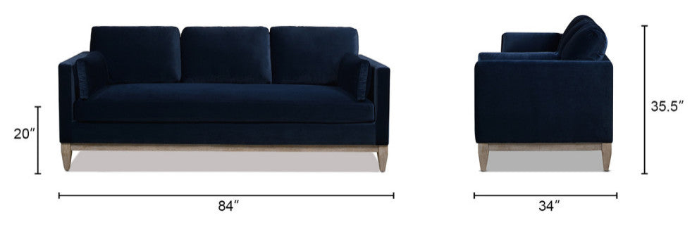 Knox 84" Modern Farmhouse Sofa, Dark Navy Blue Performance Velvet