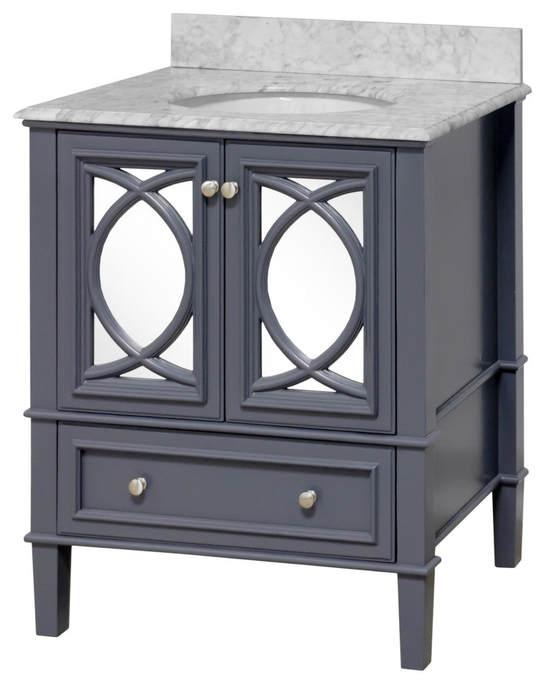 Olivia 30" Bathroom Vanity, Marine Gray, Carrara Marble