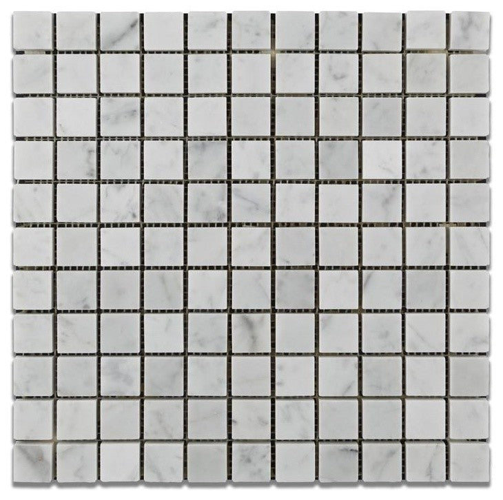 1 X 1 Carrara White Marble Polished Mosaic Tile