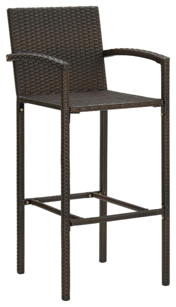 Vidaxl Bar Stools, Set of 2, Brown Poly Rattan
