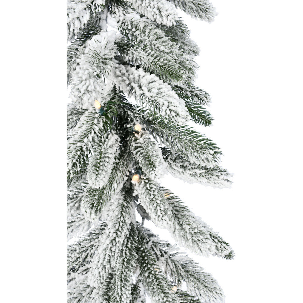 9-Ft. Icy Frost Snow Flocked Garland With Warm White LED Lights
