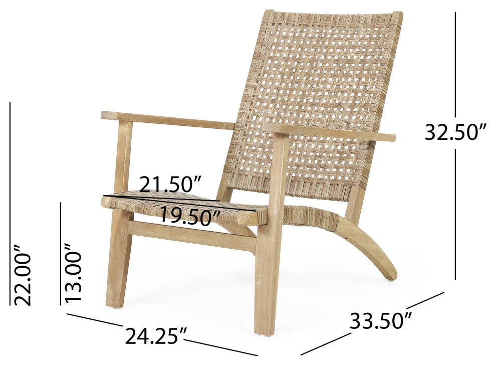Arlost Outdoor Wicker Lounge Chair With Ottoman, Set of 2
