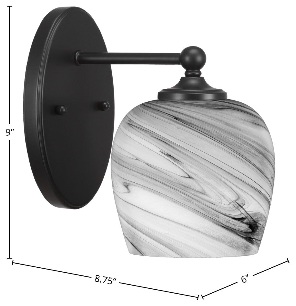 Capri 1-Light Wall Sconce, Matte Black/Onyx Swirl