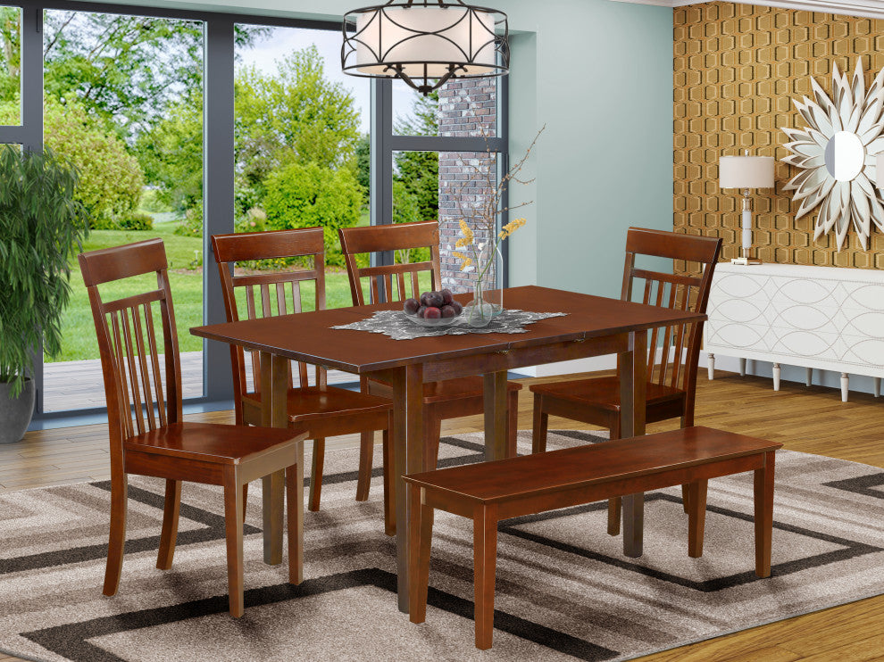 6 Pc Table, Kitchen Dinette Table, 4 Kitchen Dining Chairs Plus Bench
