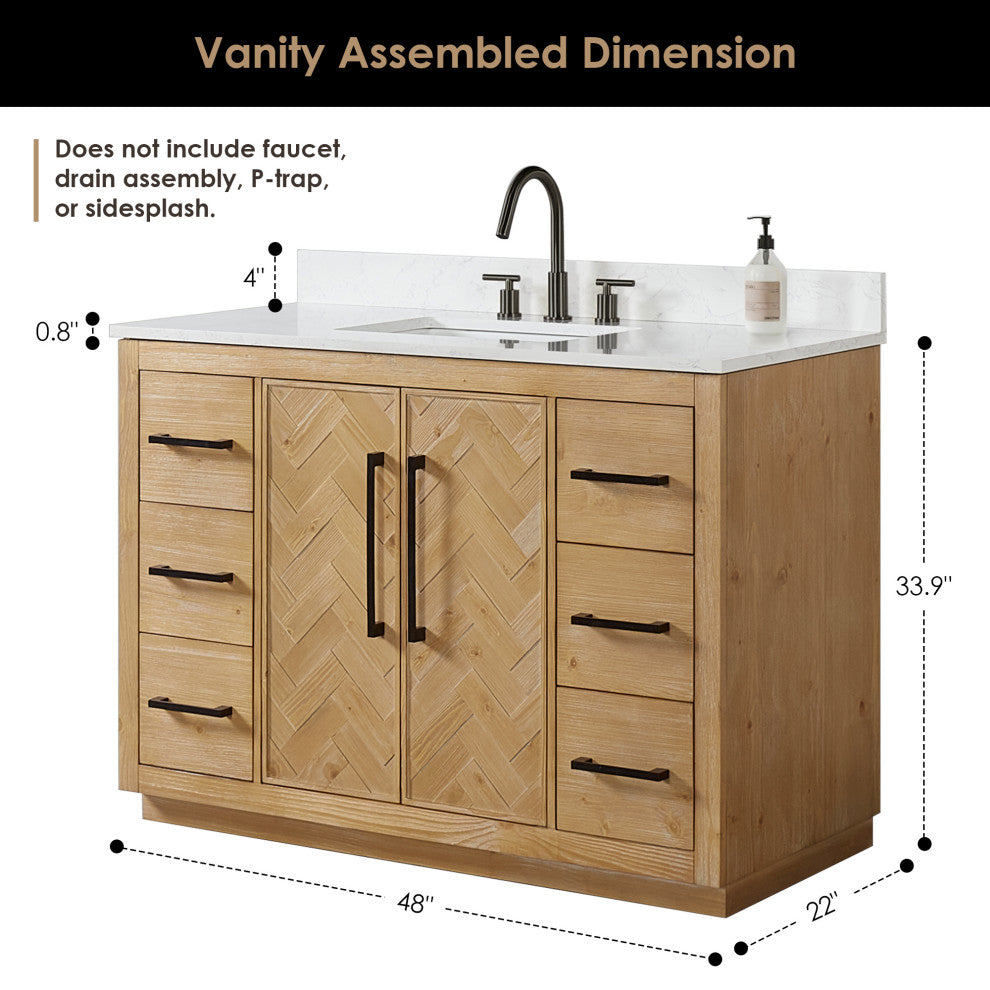 Bellavia Bath Vanity, Weathered Fir, 48", No Mirror