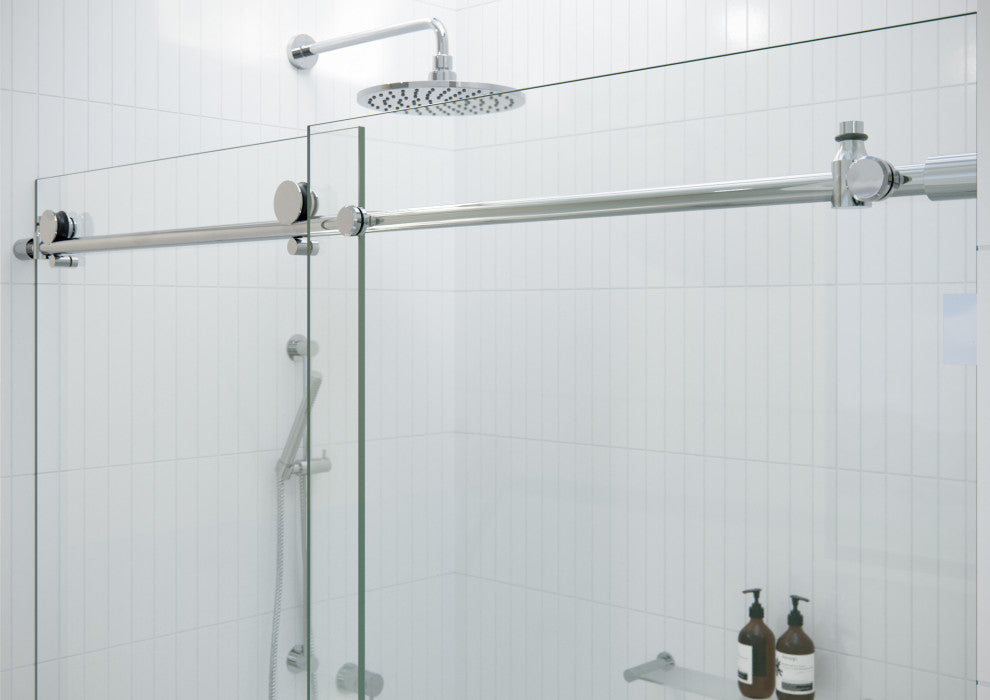 68-72"x78" Frameless Sliding Shower Door, Polished Chrome
