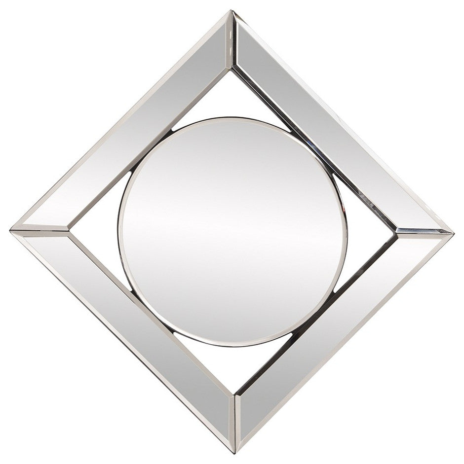 HomeRoots Square Mirror With Center Round Mirror
