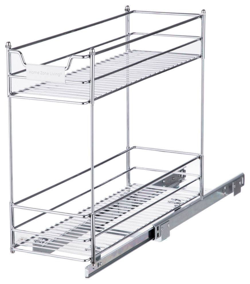 Home Zone Living Pull Out Drawer Cabinet Organizer, 2-Tier, 7 in. W x 20 in. D
