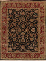 Agra Indian Hand-Knotted Area Rug Oriental Traditional, Black, 10'3"X8'0"
