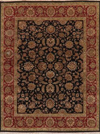 Agra Indian Hand-Knotted Area Rug Oriental Traditional, Black, 10'3"X8'0"