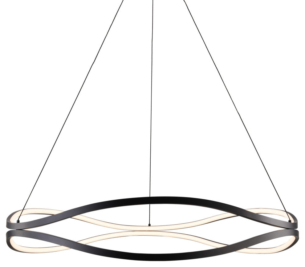 ET2 E22924 Curvo 39"W LED Abstract Ring Chandelier - Black
