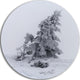 Grayscale Valley In Frost, Landscape Photo Disc Metal Wall Art, 36"