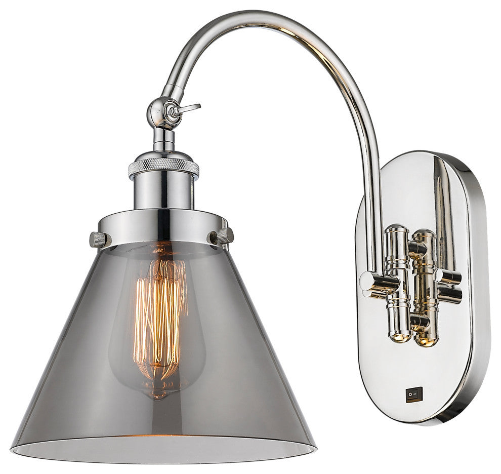 Cone Sconce, Polished Nickel, Plated Smoke, Plated Smoke