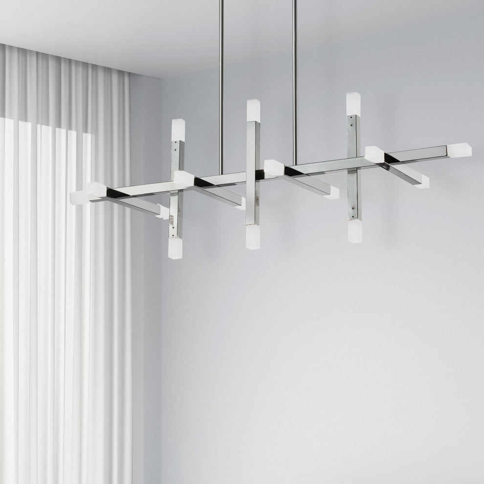 Acasia Contemporary 16 Light Polished Chrome White Metal Chandelier