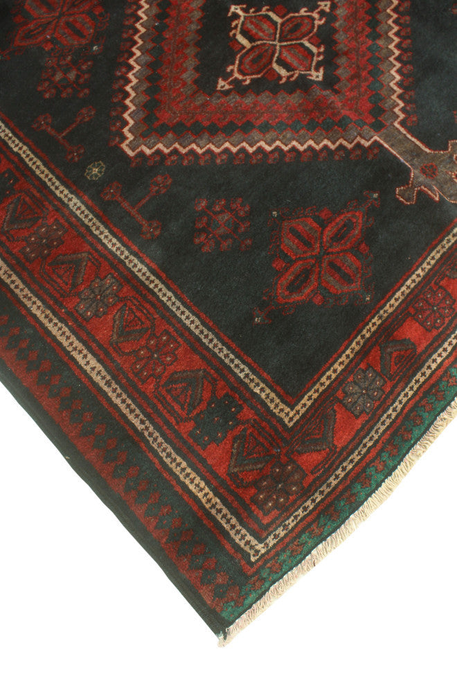 Vintage Distressed Brixton Black/Rust Rug, 5'3x9'1