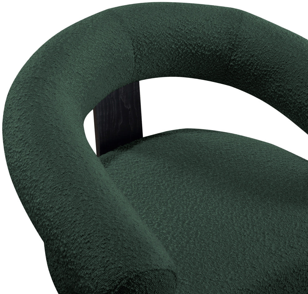 Winston Boucle Fabric Upholstered Accent Chair, Green, Black Finish